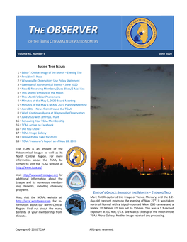 The Observer of the Twin City Amateur Astronomers