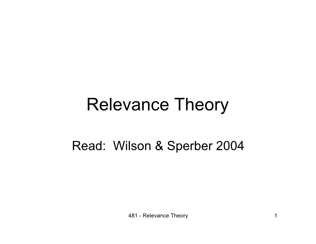 Relevance Theory