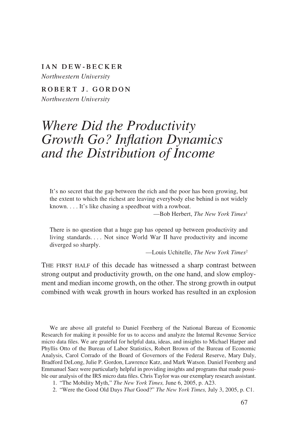 Where Did the Productivity Growth Go? Inflation Dynamics and The