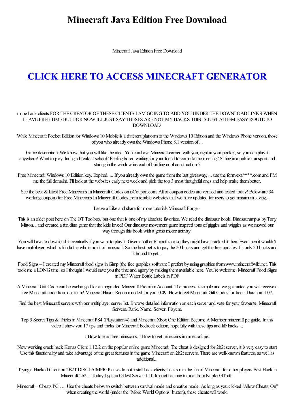 Minecraft Java Edition Free Download