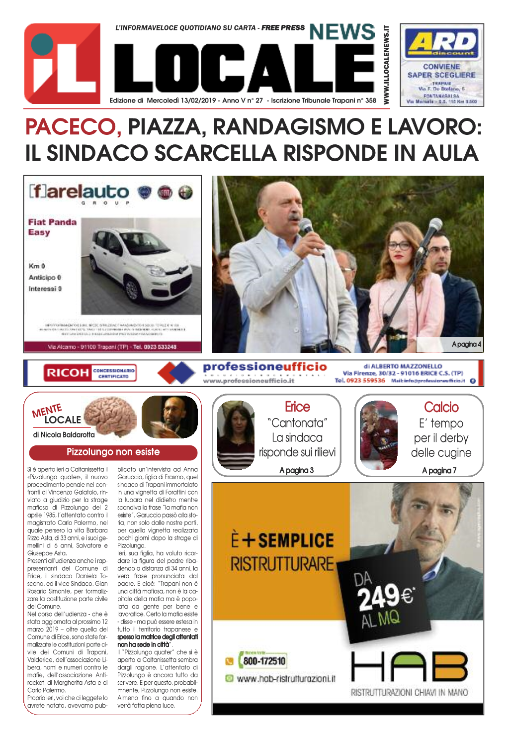 Paceco, Piazza, Randagismo E Lavoro: Il Sindaco