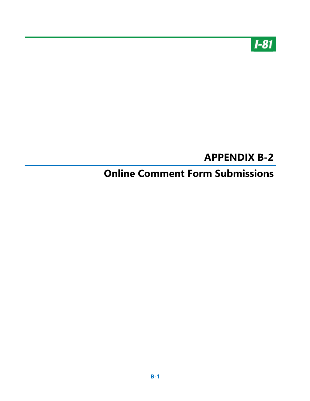 APPENDIX B-2 Online Comment Form Submissions