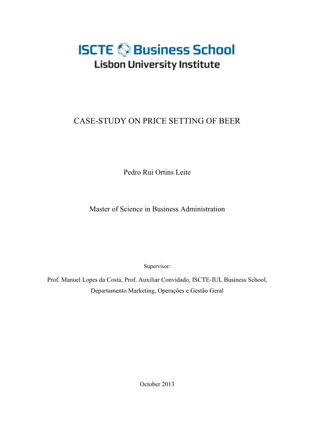 Case-Study on Price Setting of Beer