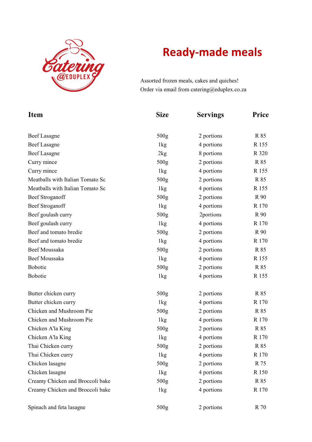 Frozen Ready-Made Meals