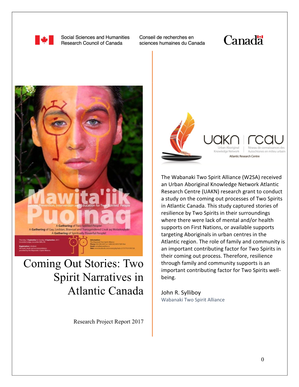 Coming out Stories: Two Spirit Narratives in Atlantic Canada