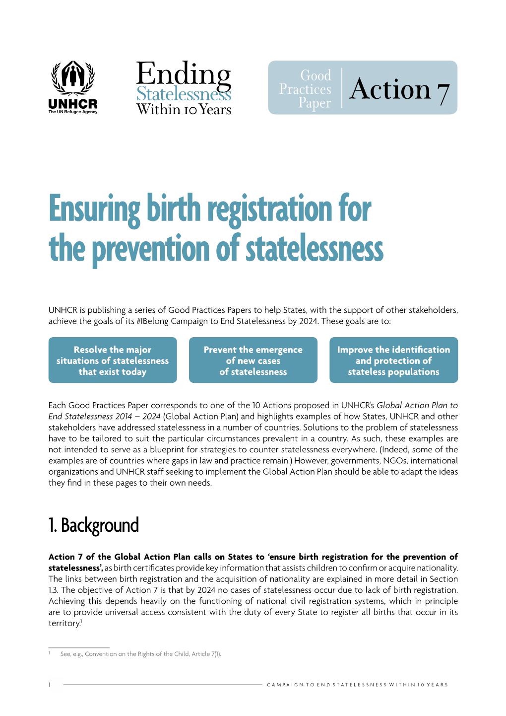 Ensuring Birth Registration for the Prevention of Statelessness