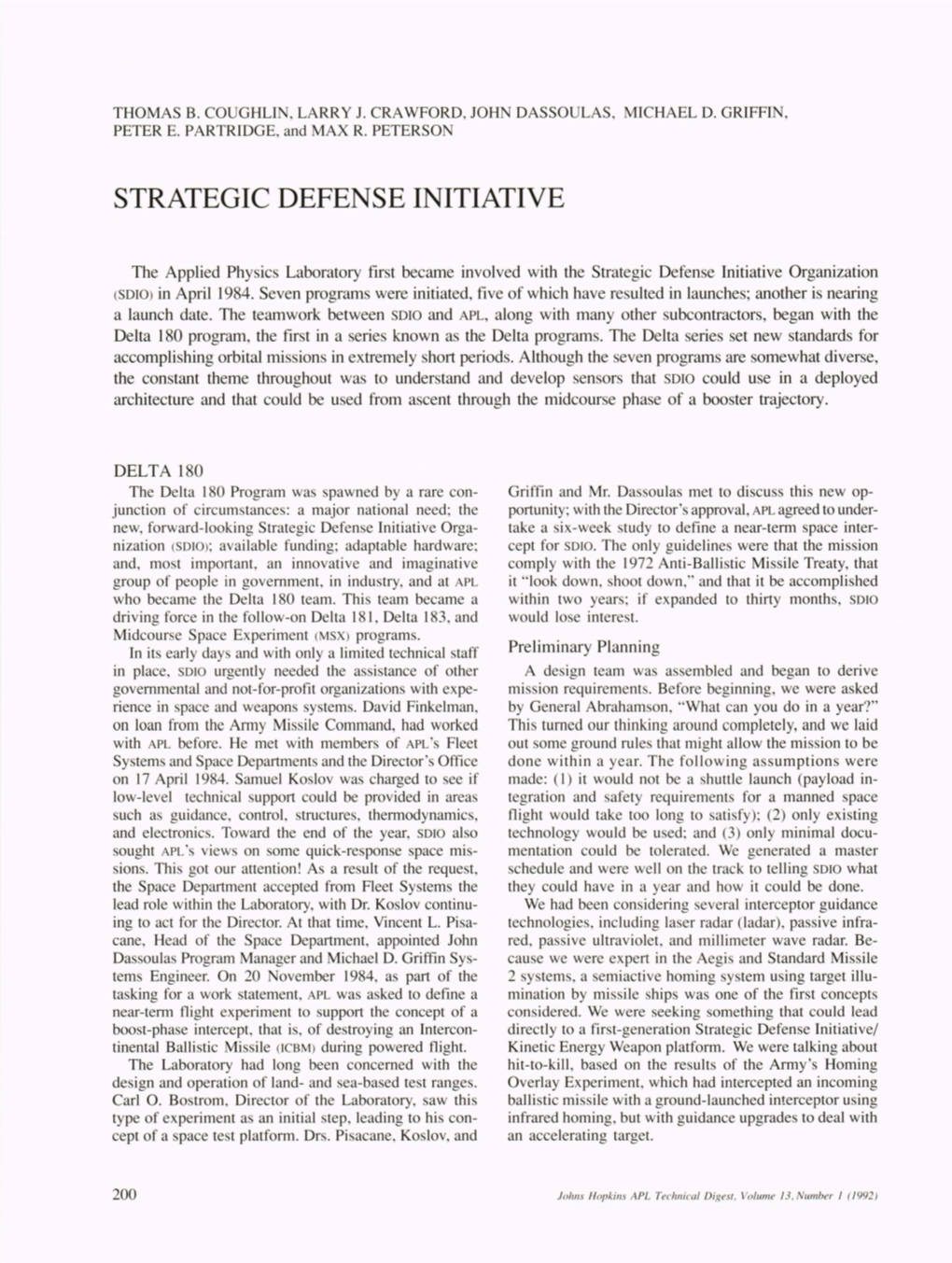 Strategic Defense Initiative