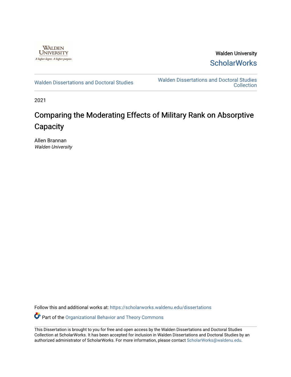 Comparing the Moderating Effects of Military Rank on Absorptive Capacity