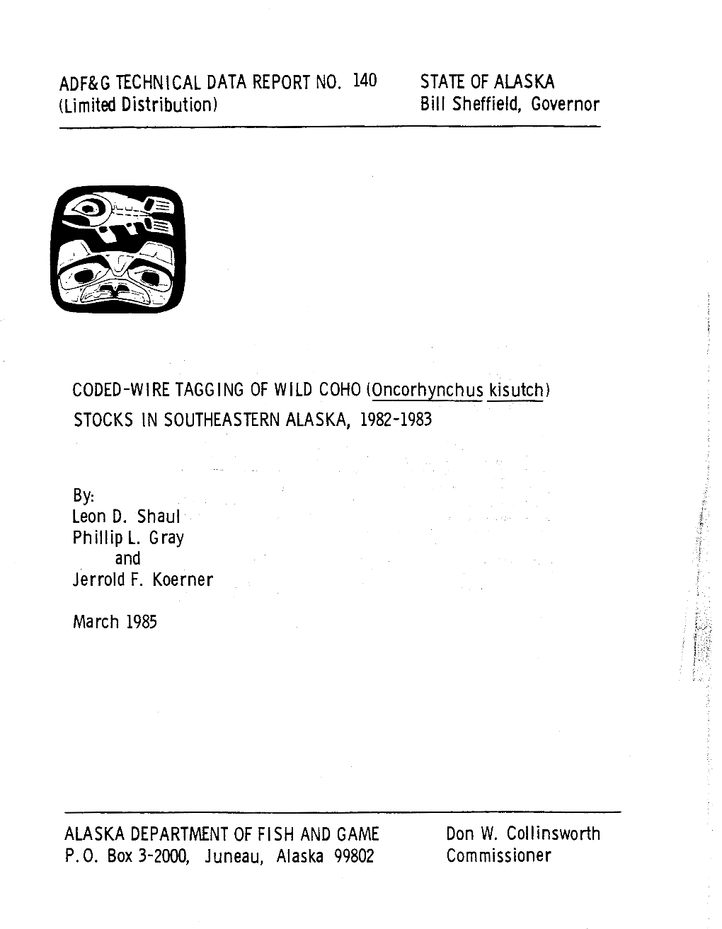 CODED-WIRE TAGGING of WILD COHO (Oncorhynchus Kisutch) STOCKS in SOUTHEASTERN ALASKA, 1982-1983