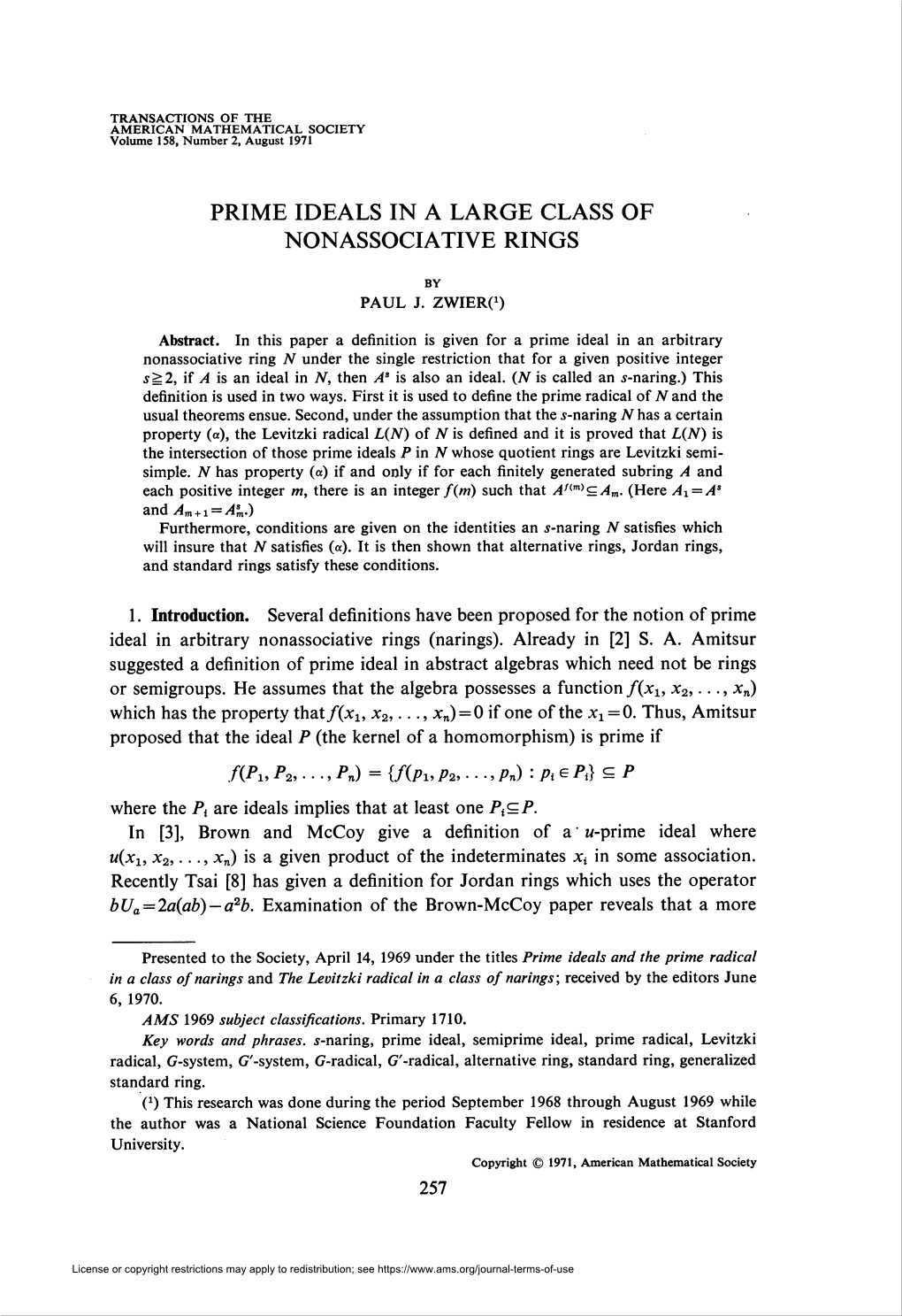 Prime Ideals in a Large Class of Nonassociative Rings