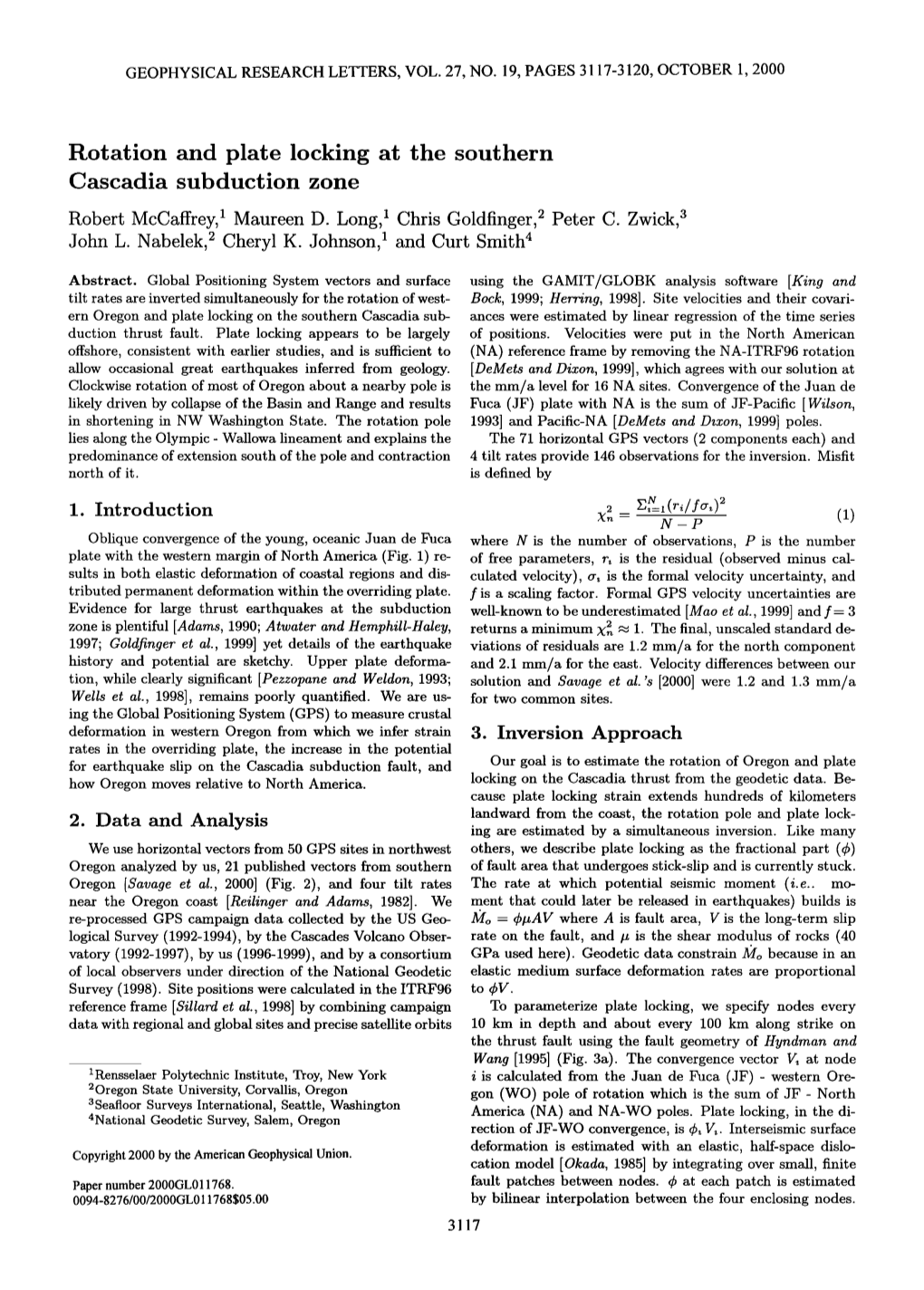 Rotation and Plate Locking at the Southern Cascadia Subduction Zone