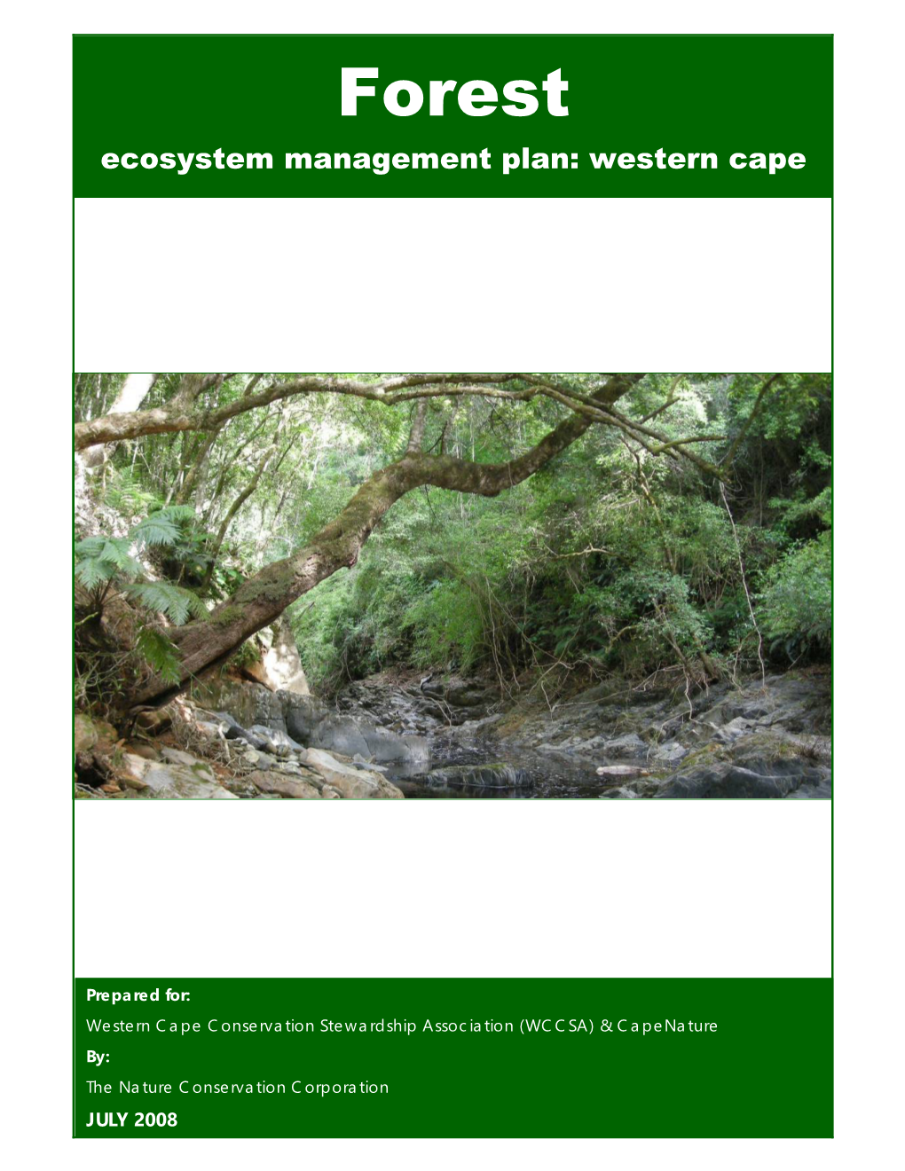 Forest Ecosystem Management Plan: Western Cape