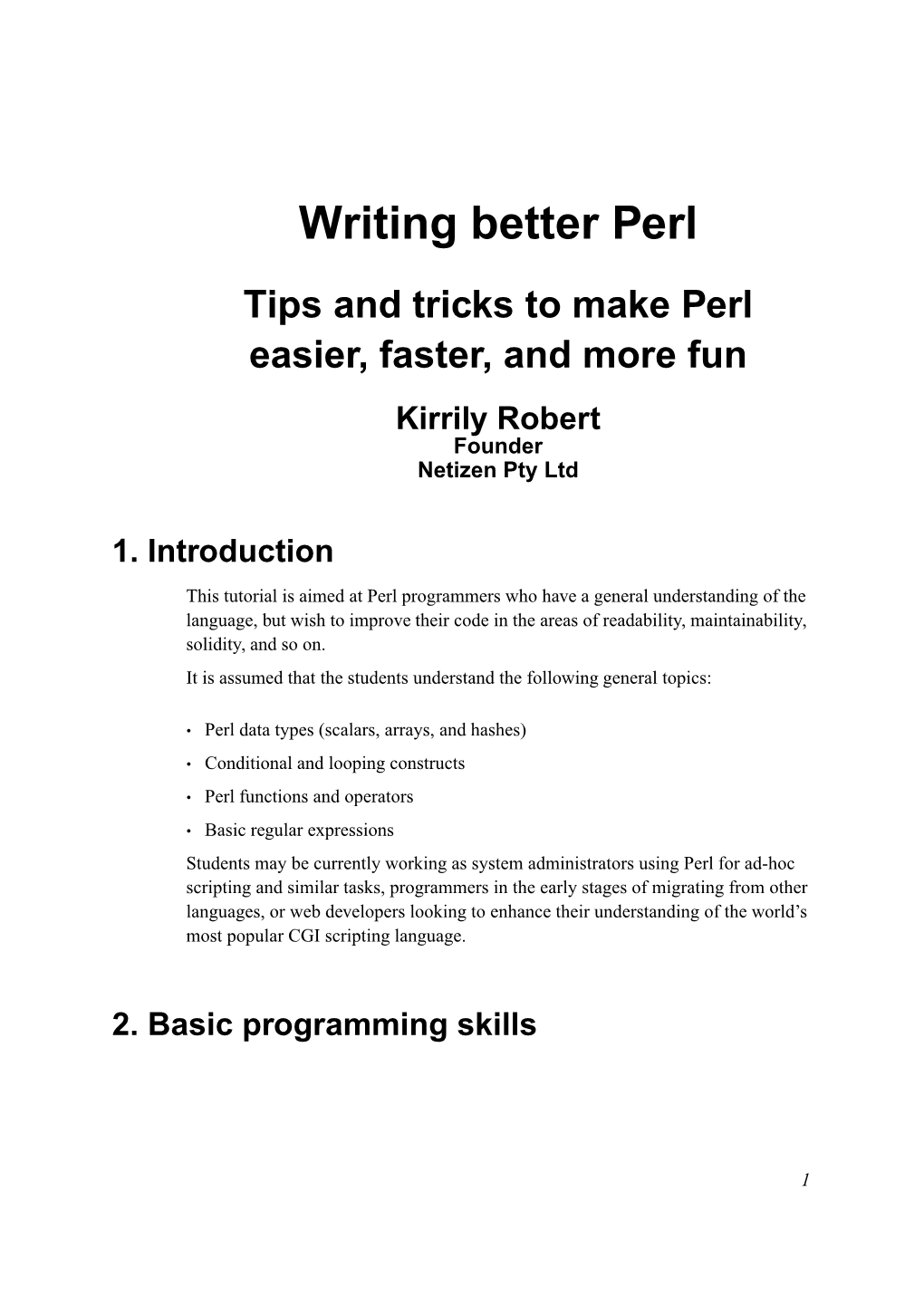 Writing Better Perl