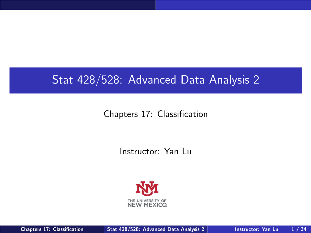 Stat 428/528: Advanced Data Analysis 2