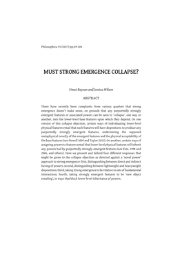 Must Strong Emergence Collapse?