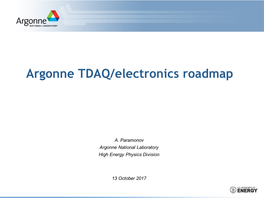 Argonne TDAQ/Electronics Roadmap