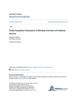 Yearly Population Fluctuation of Bombus Morrisoni at Fredonia, Arizona