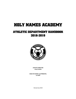 Holy Names Academy Athletic Handbook 2018-2019