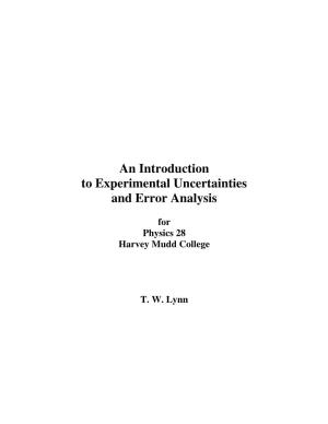 An Introduction to Experimental Uncertainties and Error Analysis