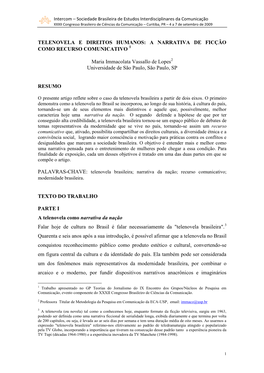 Telenovela E Direitos Humanos: a Narrativa De Ficção Como Recurso Comunicativo 1