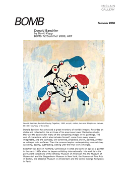 Donald Baechler by David Kapp BOMB 72/Summer 2000, ART