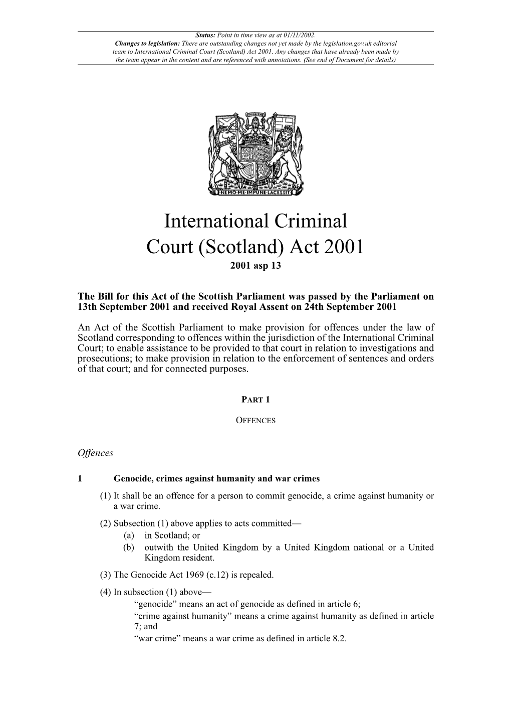 International Criminal Court (Scotland) Act 2001