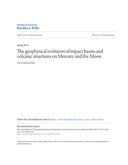 The Geophysical Evolution of Impact Basins and Volcanic Structures on Mercury and the Moon David Michael Blair
