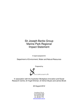 Sir Joseph Banks Group Marine Park Regional Impact Statement