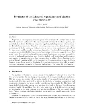 Solutions of the Maxwell Equations and Photon Wave Functions∗