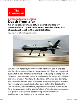 Unmanned Aerial Vehicles: Death from Afar | the Economist