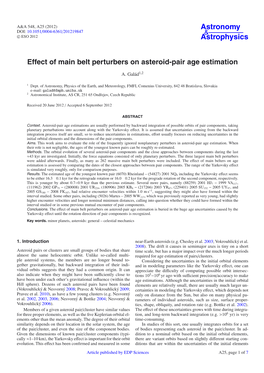 Effect of Main Belt Perturbers on Asteroid-Pair Age Estimation