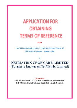 NETMATRIX CROP CARE LIMITED (Formerly Known As Netmatrix Limited)