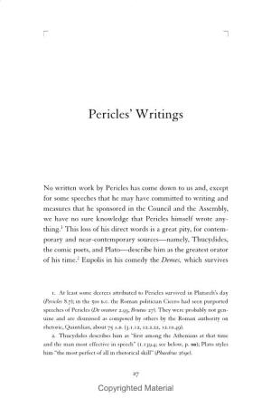 Pericles’ Writings
