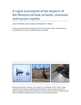 A Rapid Assessment of the Impacts of the Montara Oil Leak on Birds, Cetaceans and Marine Reptiles