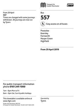 557 Times Are Changed with Some Journeys Withdrawn