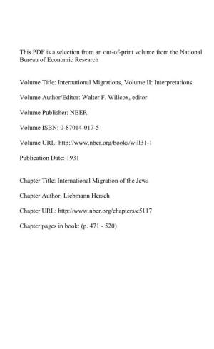 International Migration of the Jews