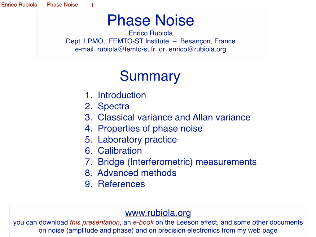 Basics of Phase Noise