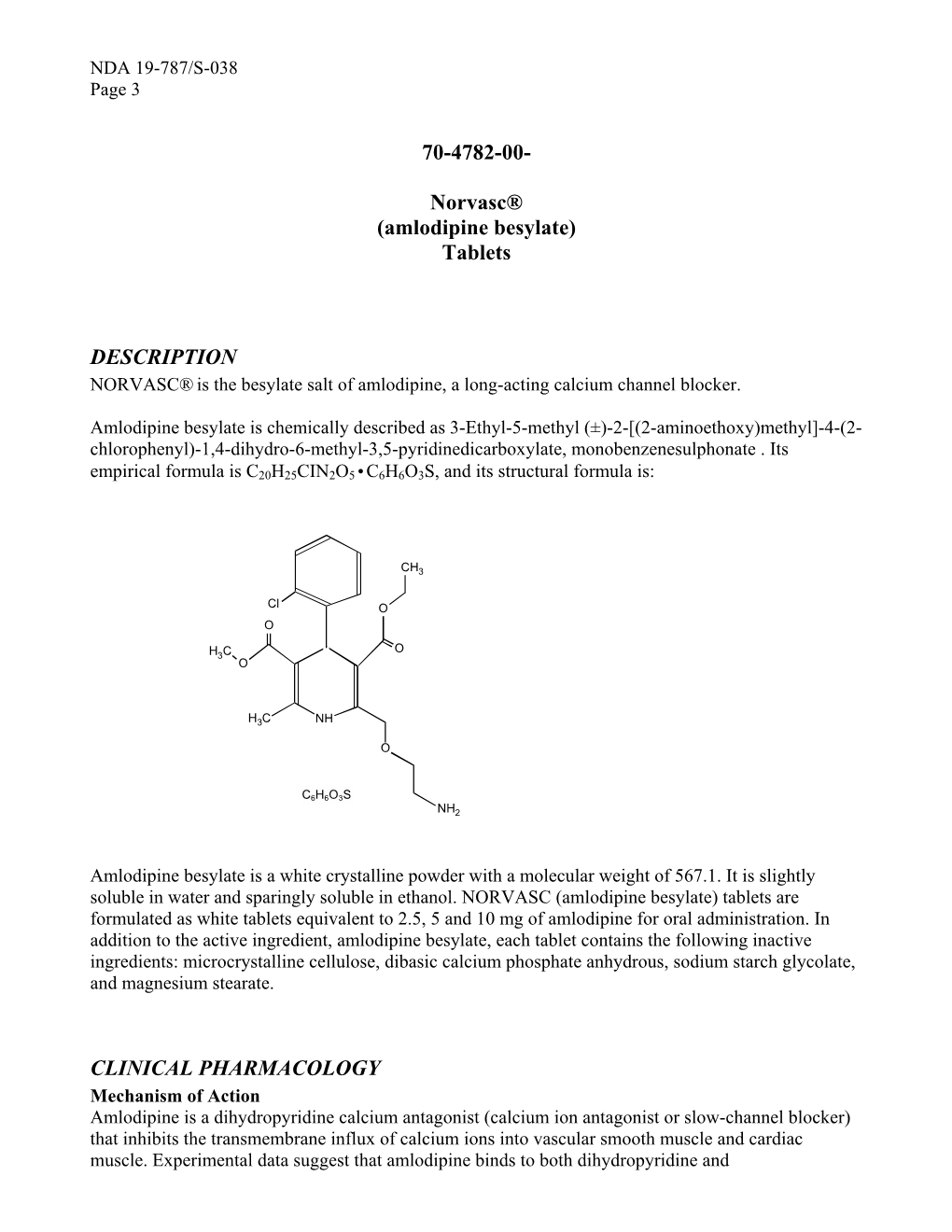 Norvasc® (Amlodipine Besylate) Tablets