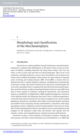 Morphology and Classification of the Marchantiophyta