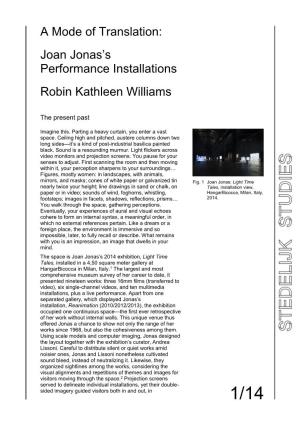 A Mode of Translation: Joan Jonas's Performance Installations Robin