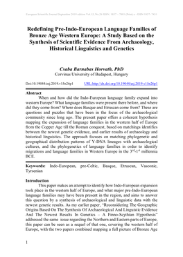 Redefining Pre-Indo-European Language Families of Bronze Age