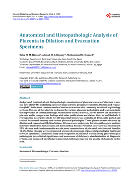Anatomical and Histopathologic Analysis of Placenta in Dilation and Evacuation Specimens