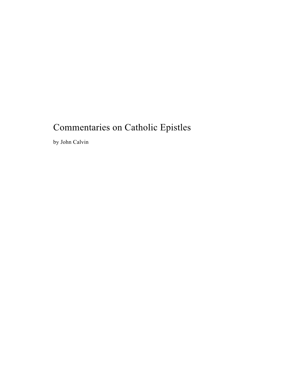 James – John Calvin Commentaries