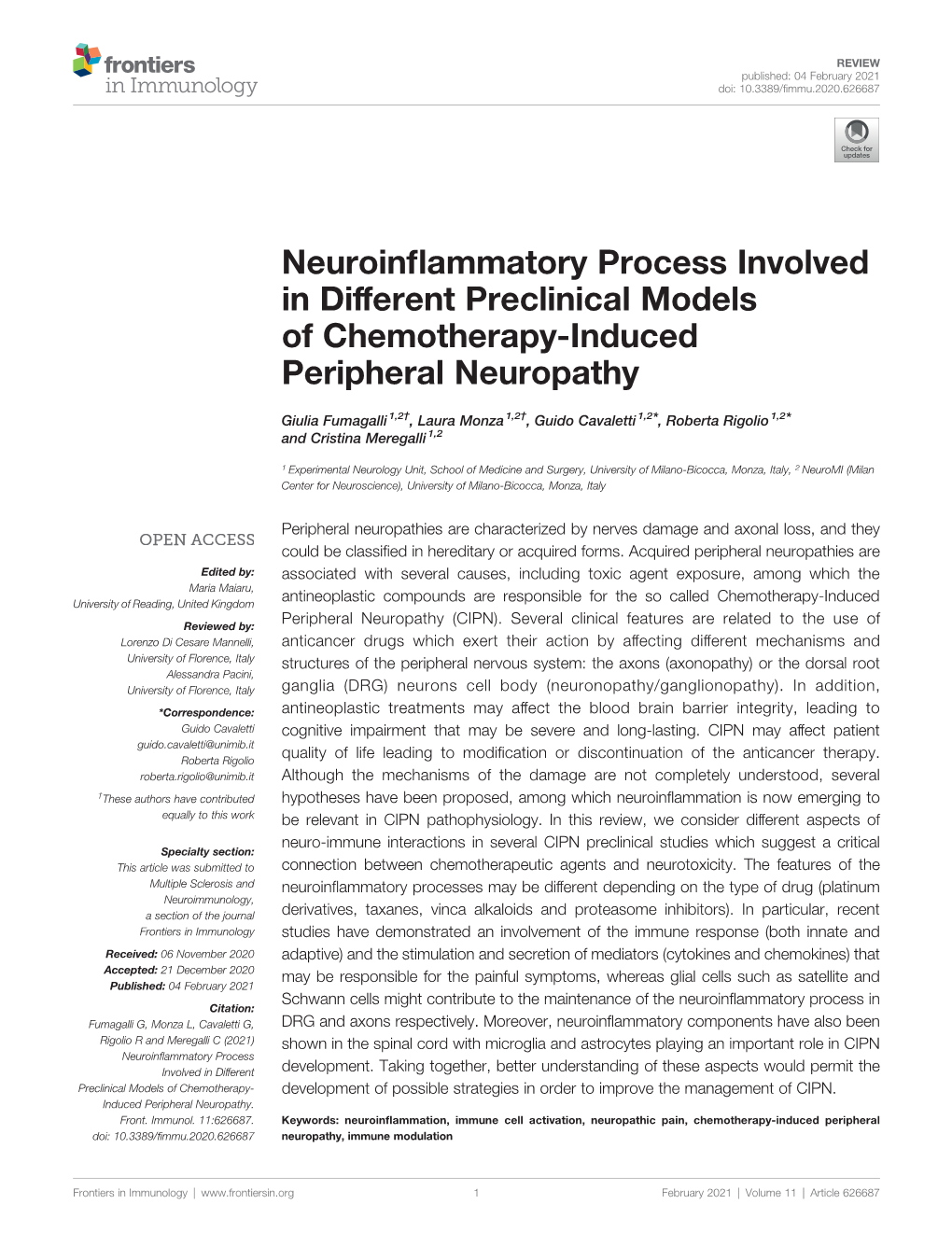 Neuroinflammatory Process Involved in Different Preclinical Models Of