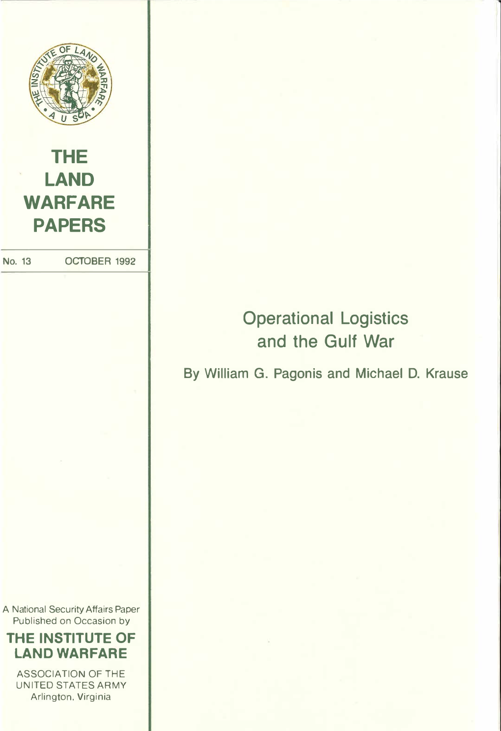 THE LAND WARFARE PAPERS Operational Logistics And