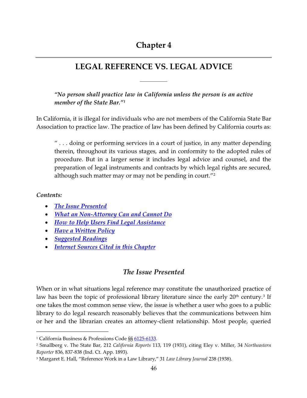 Chapter 4 LEGAL REFERENCE VS. LEGAL ADVICE