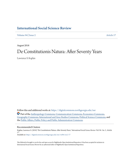 De Constitutionis Natura: After Seventy Years Lawrence S