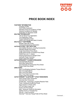 Price Book Index