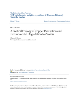 A Political Ecology of Copper Production and Environmental Degradation in Zambia Chalwe C