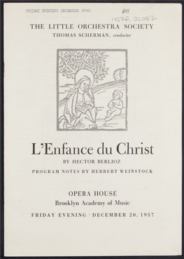 L'enfance Du Christ by HECTOR BERLIOZ
